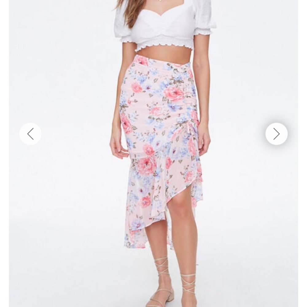 Purple floral high low skirt